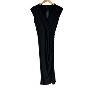 Rachel Zoe Black Sleeveless Ruched Waist Long Bodycon Maxi Dress, XS